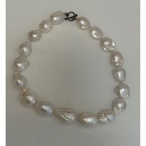 Vintage Baroque Pearl Necklace Chunky Statement Clasp European‎ Authentic Pearls